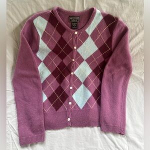 Plum Abercrombie & Fitch Argyle Cardigan. Size LG.